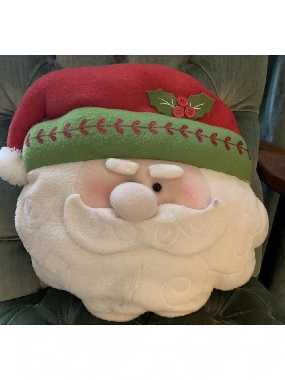 Joanna Fabric Holiday Inspiration Santa Pillow Decorative Christmas Read~